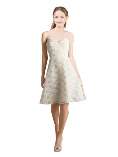 Fábrica de Renda Amor Comprimento Joelho Sem Mangas Curto Vestidos de Madrinha / Vestidos de Cocktail