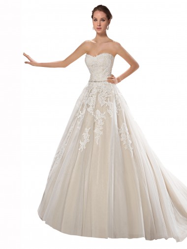 Fábrica de Tule & Renda Sem alças Comboio Capela Sem Mangas Vestido de Noiva