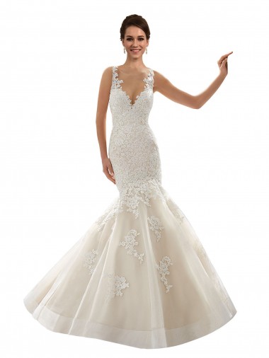 Fábrica de Tule & Renda Decote V Comboio Capela Sem Mangas Vestidos de Festa / Vestidos de Madrinha