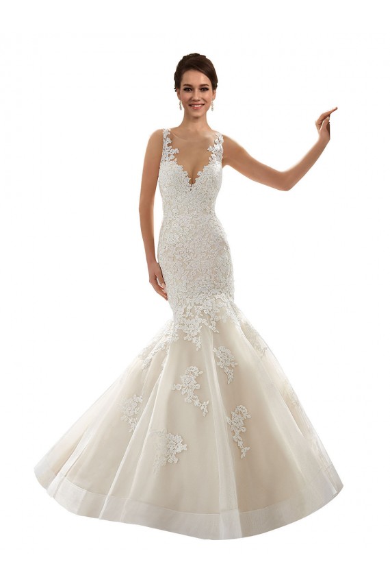 Fábrica de Tule & Renda Decote V Comboio Capela Sem Mangas Vestidos de Festa / Vestidos de Madrinha