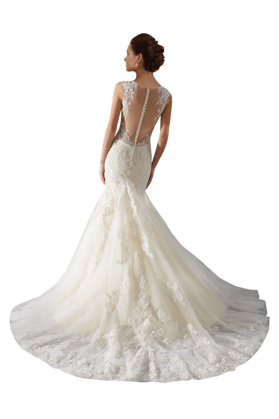Fábrica de Tule & Renda Decote V Comboio Capela Sem Mangas Vestido de Festa / Vestido de Madrinha