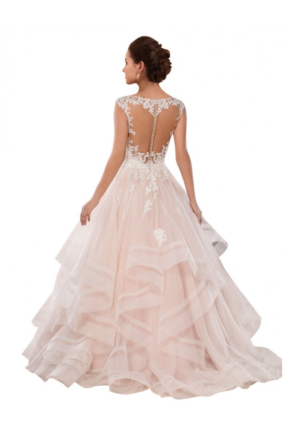 Fábrica de Tule & Renda Amor Comboio Capela Sem Mangas Marfim & Champanhe Longo Vestidos de Noiva