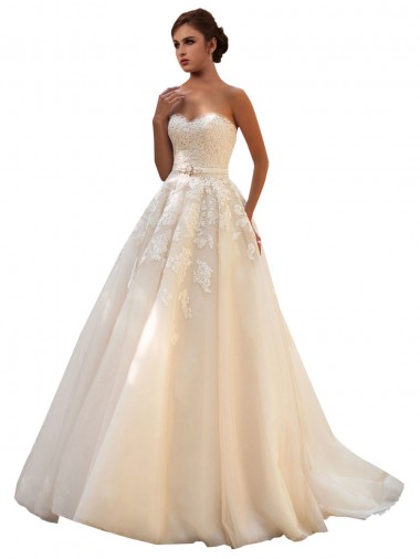 Fábrica de Tule & Renda Amor Comboio Capela Sem Mangas Vestido de Baile
