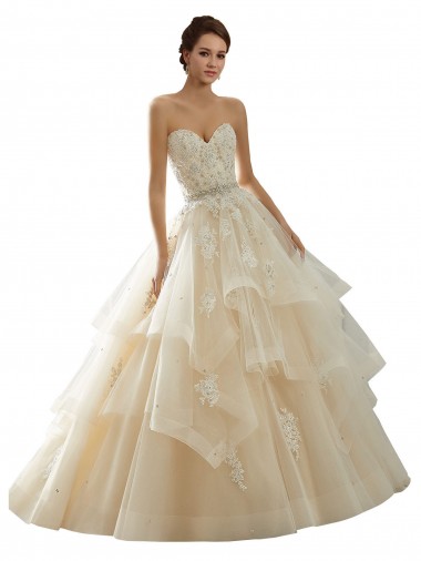 Fábrica de Tule & Renda Amor Comboio Capela Sem Mangas Vestido de Noiva