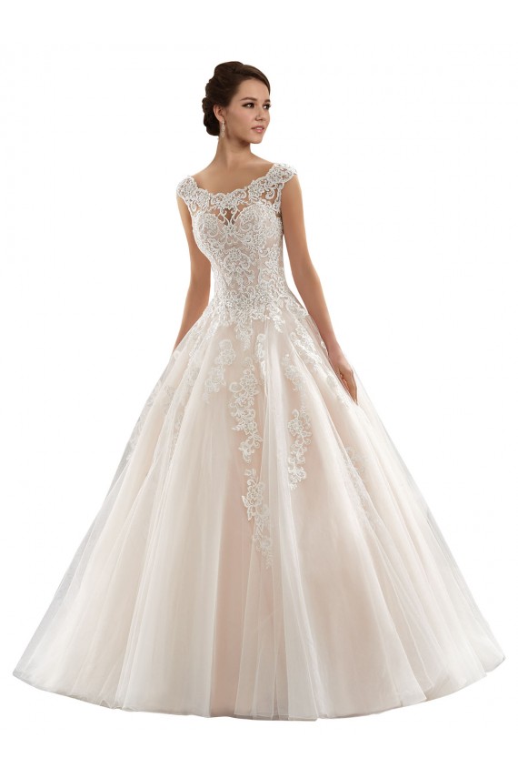 Fábrica de Tule & Renda Barco Comboio Capela Mangas Curtas Longo Vestidos de Noiva