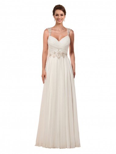 Fábrica de Buraco da fechadura Chiffon Amor Comboio Capela Sem Mangas Vestidos de Noiva