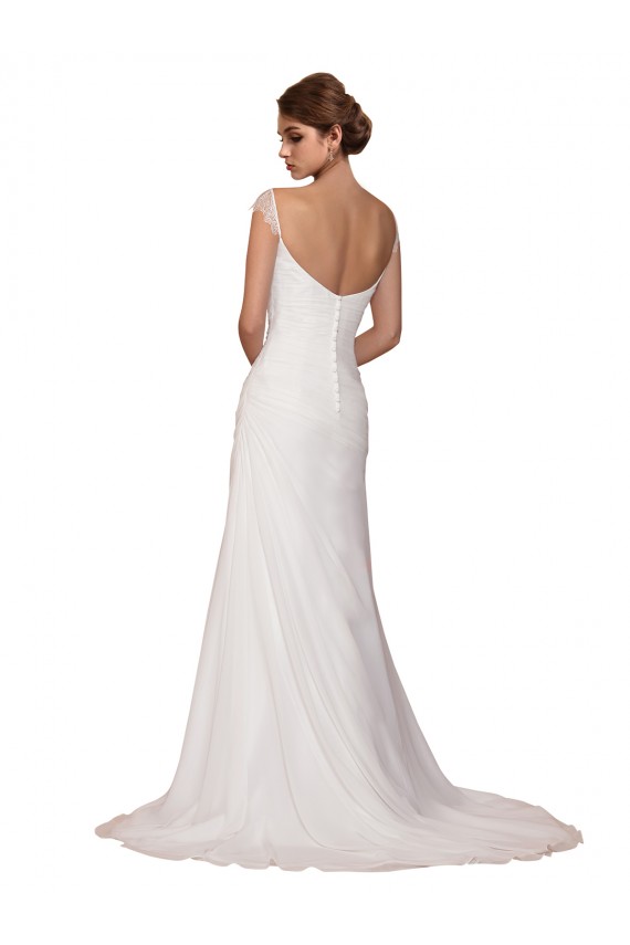 Fábrica de Chiffon Decote V Comboio Capela Sem Mangas Vestidos de Noiva