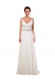 Fábrica de Chiffon Decote V Comboio Capela Sem Mangas Vestidos de Noiva Clássicos