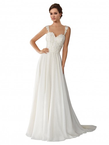 Fábrica de Chiffon & Renda Amor Comboio Capela Sem Mangas Vestidos de Noiva
