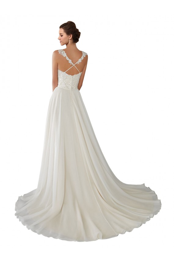 Fábrica de Chiffon & Renda Amor Comboio Capela Sem Mangas Vestidos de Noiva