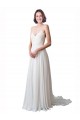 Fábrica de Chiffon & Renda Alças finas Comboio Capela Sem Mangas Vestidos de Noiva