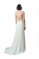 Fábrica de Chiffon & Renda Alças finas Comboio Capela Sem Mangas Vestidos de Noiva