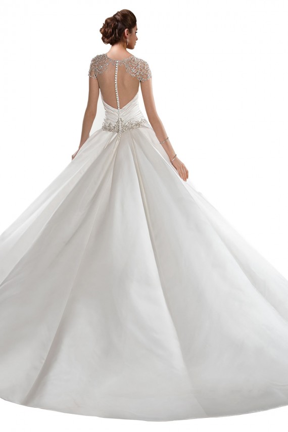 Fábrica de Cetim Amor Comboio Capela Mangas Curtas Vestidos de Noiva