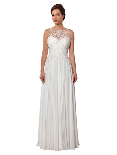 Fábrica de Chiffon Decote Ilusão Comboio Varredela Sem Mangas Vestidos de Noiva
