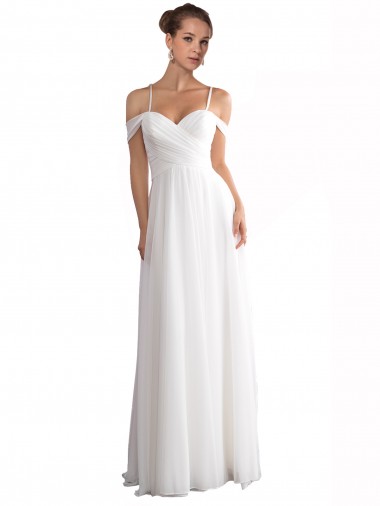 Fábrica de Chiffon Fora do Ombro Comboio Varredela Sem Mangas Vestidos de Noiva