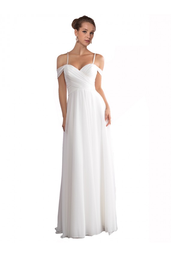 Fábrica de Chiffon Fora do Ombro Comboio Varredela Sem Mangas Vestidos de Noiva