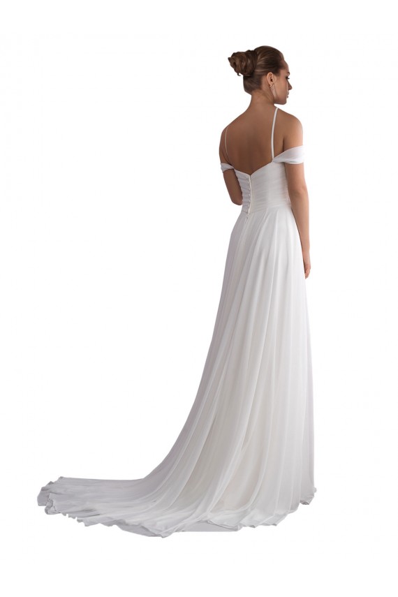 Fábrica de Chiffon Fora do Ombro Comboio Varredela Sem Mangas Vestidos de Noiva