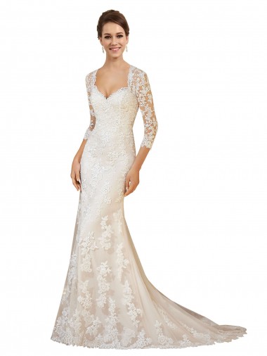 Fábrica de Abrir de volta Renda Amor Comboio Capela Mangas Compridas Vestidos de Noiva
