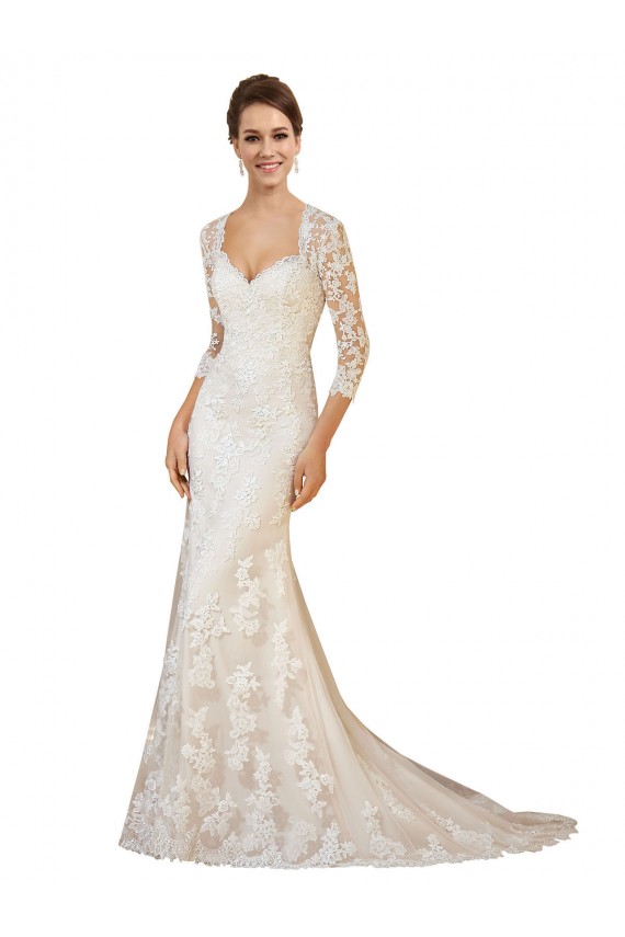 Fábrica de Abrir de volta Renda Amor Comboio Capela Mangas Compridas Vestidos de Noiva