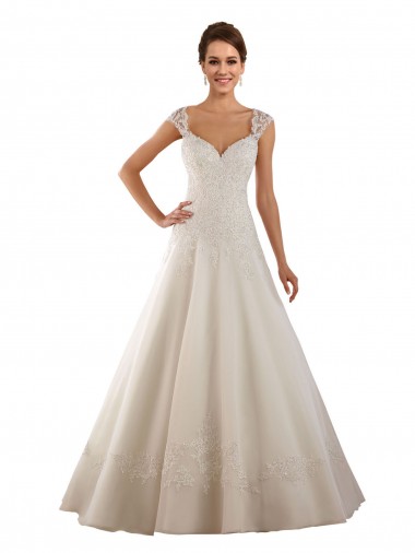 Fábrica de Buraco da fechadura Renda Amor Comboio Capela Mangas Curtas Vestidos de Noiva