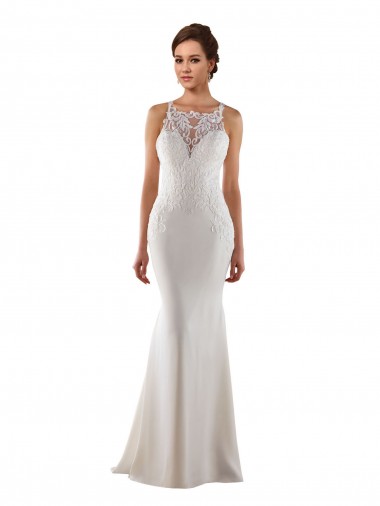 Fábrica de Renda & Crepe Esticado Amor Comboio Varredela Sem Mangas Vestidos de Noiva