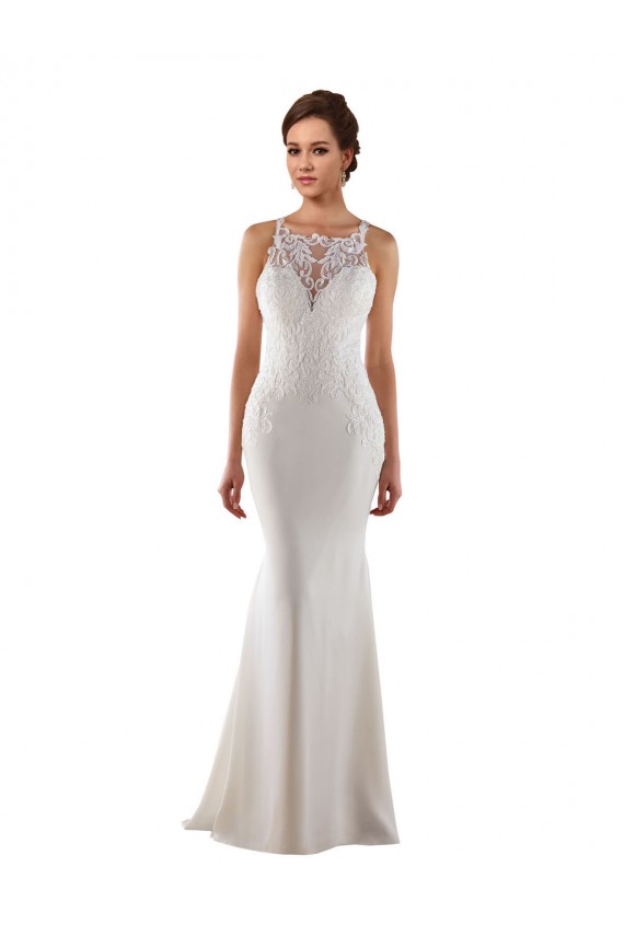 Fábrica de Renda & Crepe Esticado Amor Comboio Varredela Sem Mangas Vestidos de Noiva