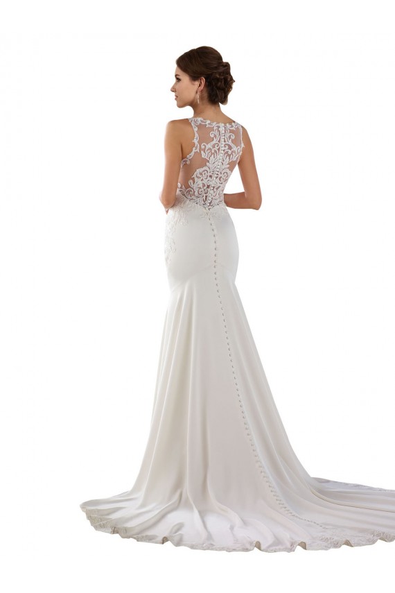 Fábrica de Renda & Crepe Esticado Amor Comboio Varredela Sem Mangas Vestidos de Noiva