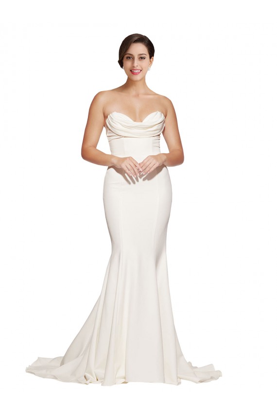 Fábrica de Lombar Cetim Elástico Decote Capuz Comboio Varredela Sem Mangas Vestidos de Madrinha / Vestidos de Noite / Vestidos de Festa