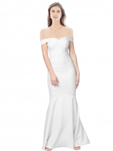Fábrica de Lombar Crepe Esticado Fora do Ombro Comprimento Chão Sem Mangas Sereia Longo Vestidos de Madrinha / Vestidos de Noite / Vestidos de Festa