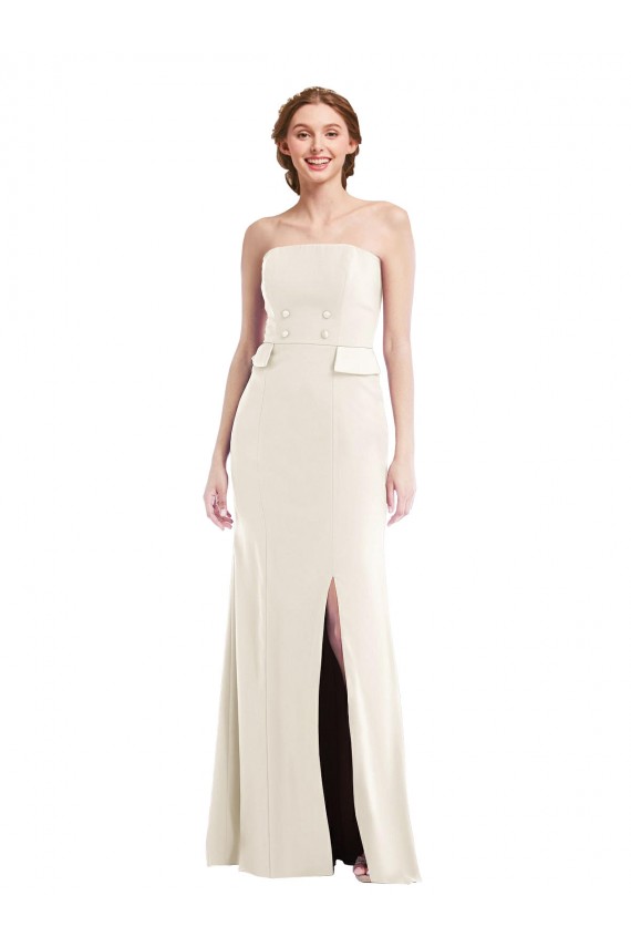 Fábrica de Crepe Esticado Sem alças Comprimento Chão Sem Mangas Longo Vestidos de Madrinha / Vestidos de Festa