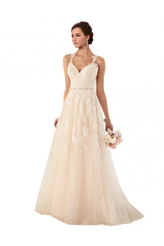 Fábrica de Tule & Renda Amor Comboio Capela Sem Mangas Longo Marfim Vestidos de Noiva