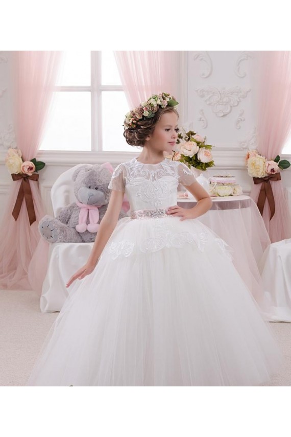 Fábrica de Tule & Renda Amor Comprimento Chão Sem Mangas Vestidos para Meninas de Flores