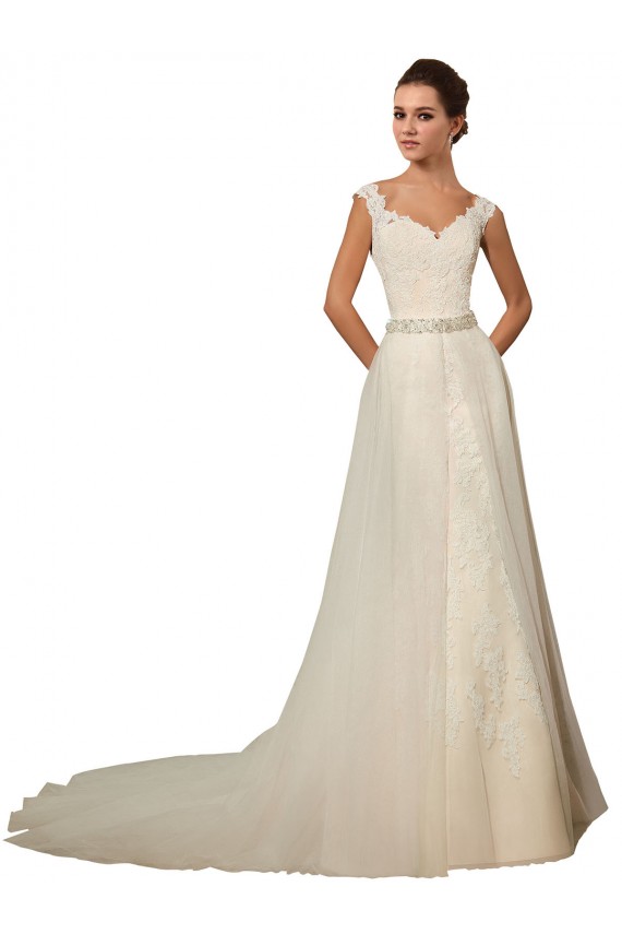 Fábrica de Tule & Renda Amor Comboio Capela Sem Mangas Vestido de Festa / Vestidos de Noiva