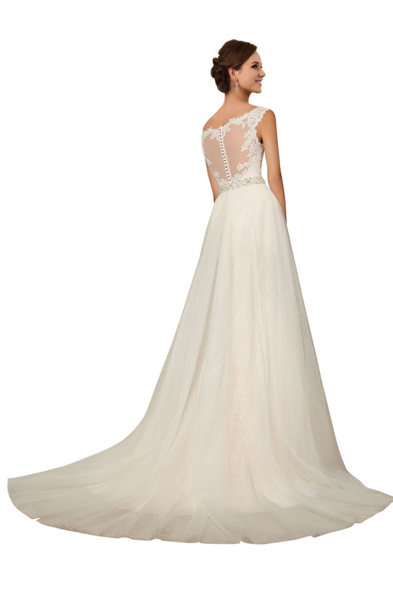 Fábrica de Tule & Renda Amor Comboio Capela Sem Mangas Vestido de Festa / Vestidos de Noiva
