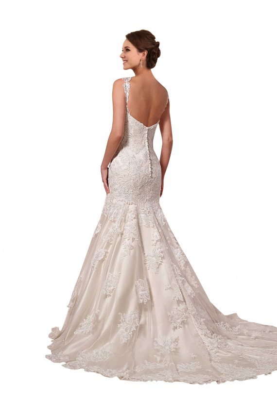 Fábrica de Tule & Renda Decote V Comboio Capela Sem Mangas Vestidos de Noiva