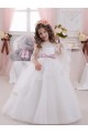 Fábrica de Tule & Renda Barco Comboio Capela Sem Mangas Longo Vestidos para Meninas de Flores
