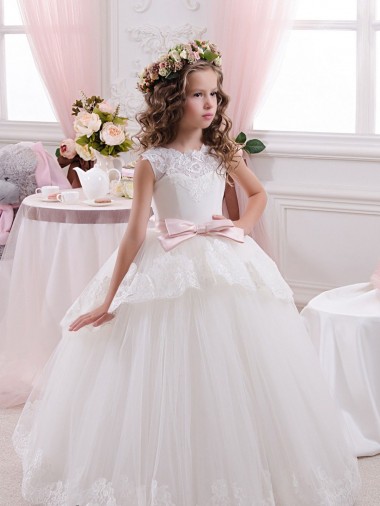 Fábrica de Costas em V Tule & Renda Amor Comboio Capela Sem Mangas Vestidos para Meninas de Flores