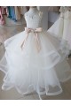 Fábrica de Tule & Renda Decote Alto Comprimento Chão Sem Mangas Vestidos para Meninas de Flores