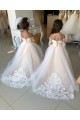Fábrica de Tule & Renda Amor Comboio Capela Mangas Compridas Vestidos para Meninas de Flores