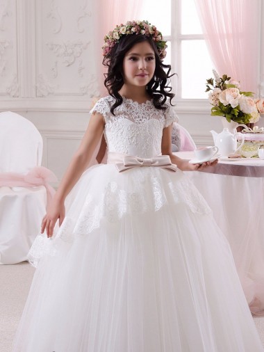 Fábrica de Tule & Renda Amor Comprimento Chão Sem Mangas Longo Vestidos para Meninas de Flores