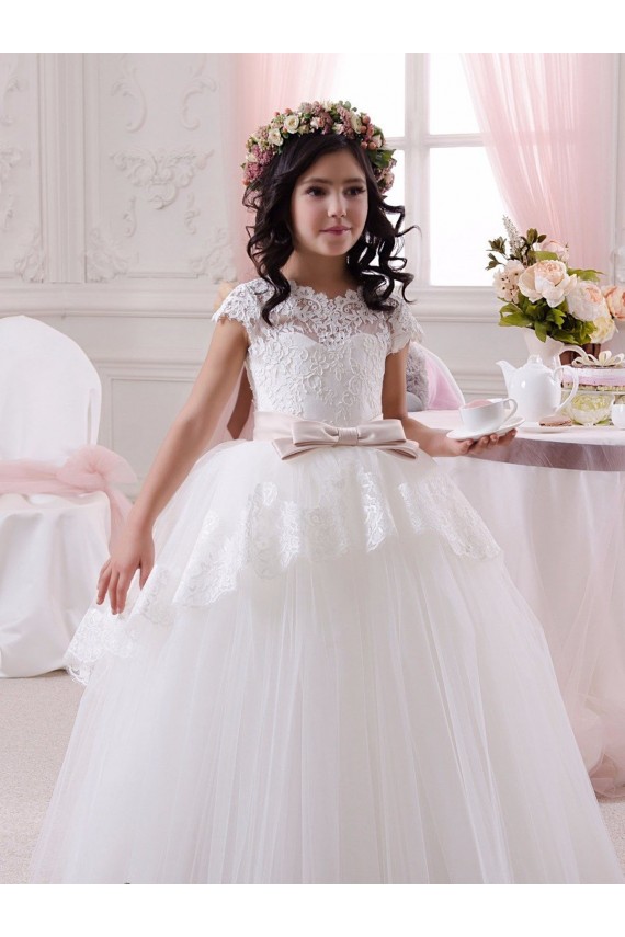 Fábrica de Tule & Renda Amor Comprimento Chão Sem Mangas Longo Vestidos para Meninas de Flores