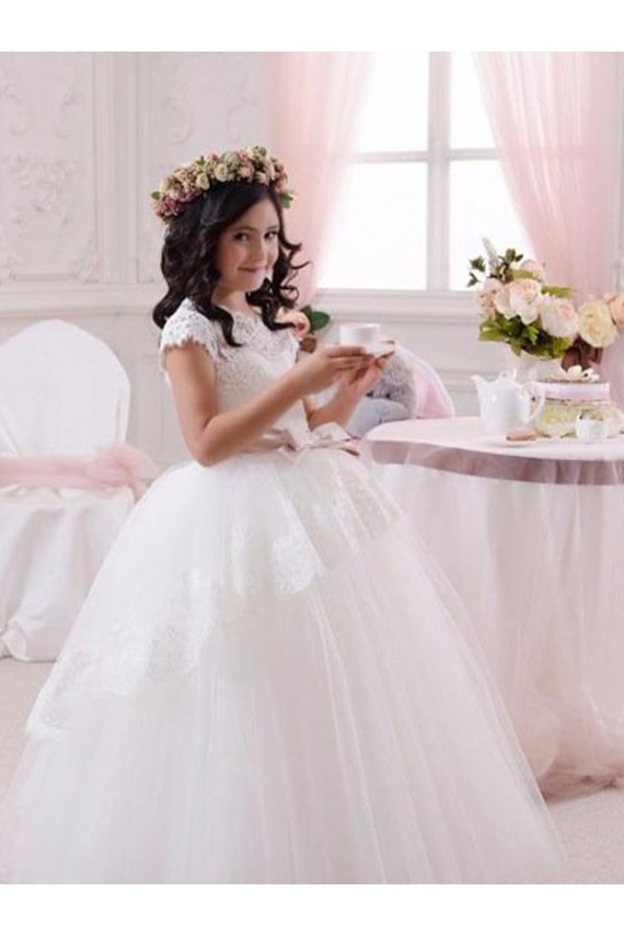 Fábrica de Tule & Renda Amor Comprimento Chão Sem Mangas Longo Vestidos para Meninas de Flores