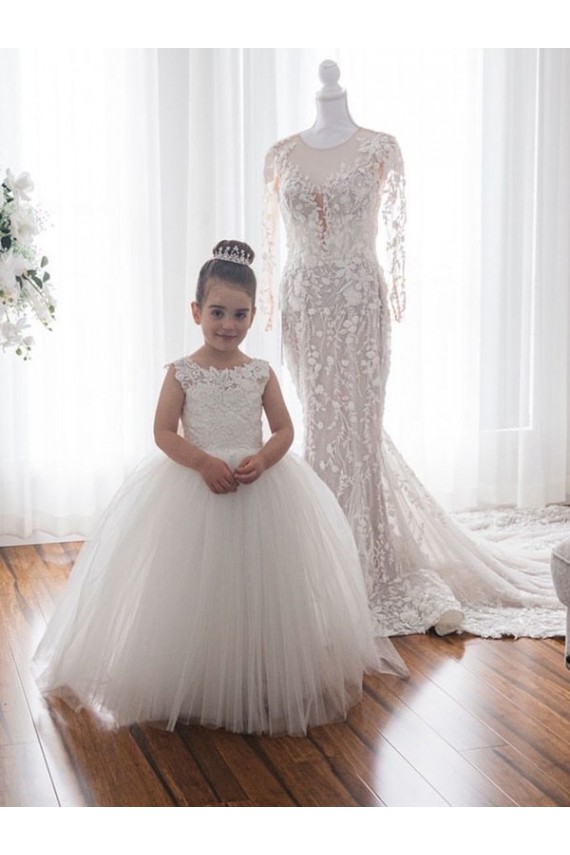 Fábrica de Tule & Renda Barco Comboio Capela Sem Mangas Vestidos para Meninas de Flores