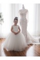Fábrica de Tule & Renda Barco Comboio Capela Sem Mangas Vestidos para Meninas de Flores