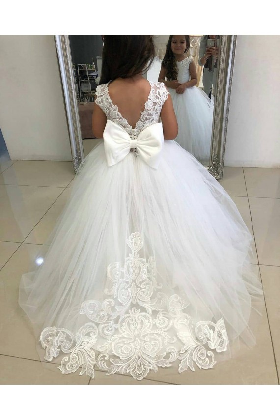 Fábrica de Tule & Renda Barco Comboio Capela Sem Mangas Vestidos para Meninas de Flores