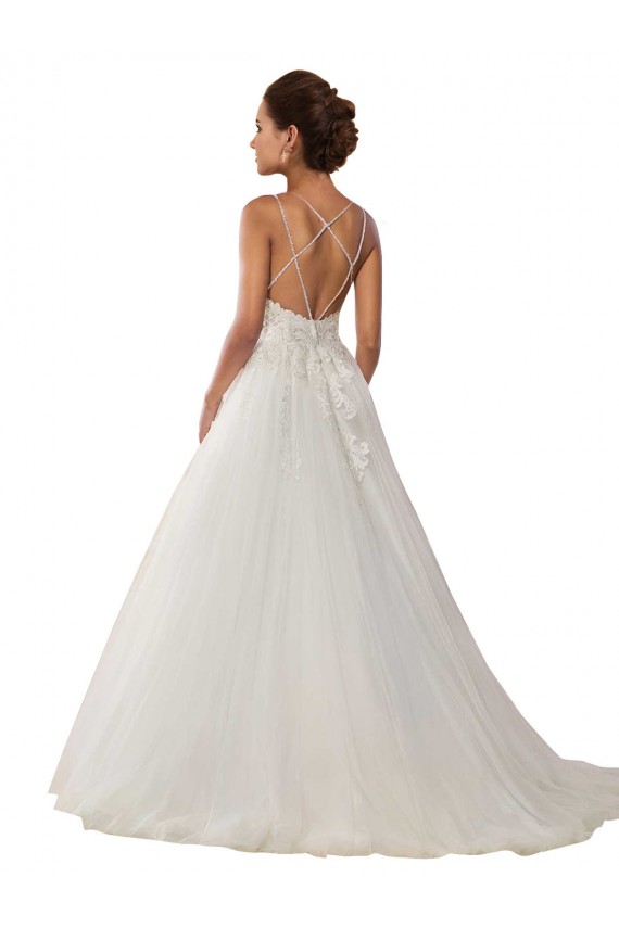 Fábrica de Tule & Renda Alças finas Comboio Capela Sem Mangas Vestidos de Noiva