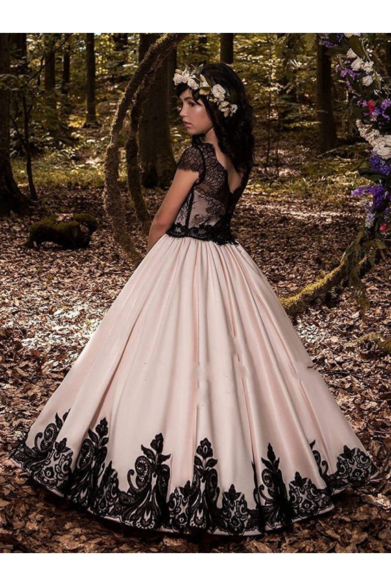 Fábrica de Cetim & Renda Amor Comprimento Chão Sem Mangas Vestidos para Meninas de Flores