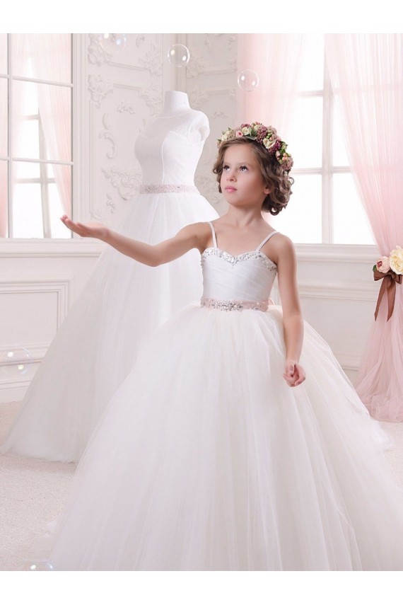 Fábrica de Tule Amor Comboio Capela Sem Mangas Vestidos para Meninas de Flores