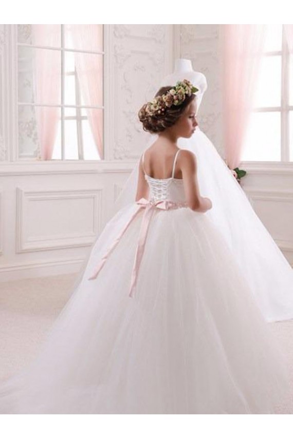 Fábrica de Tule Amor Comboio Capela Sem Mangas Vestidos para Meninas de Flores