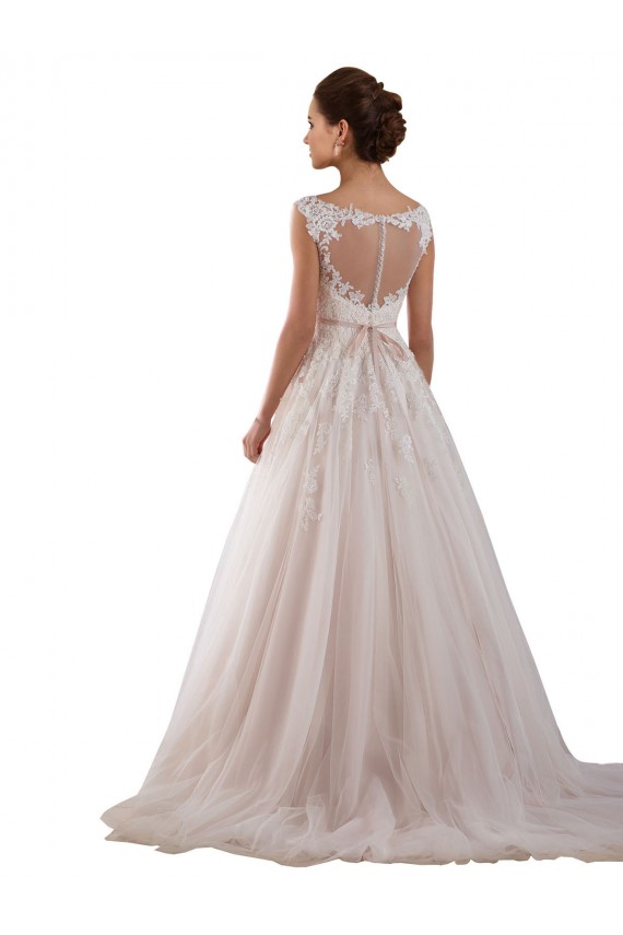 Fábrica de Buraco da fechadura Tule & Renda Amor Comboio Capela Sem Mangas Vestido de Baile Vestidos de Noiva